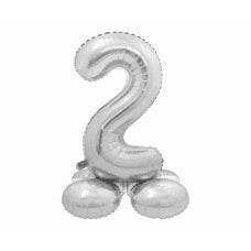 Folijinis balionas Smart, vertikalus numeris 2, sidabrinis, 72 cm kaina ir informacija | Balionai | pigu.lt