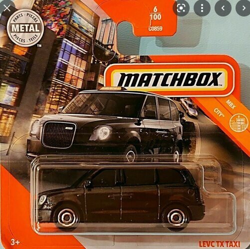 Automobilio modeliukas Matchbox Levc TX Taxi, juodas kaina ir informacija | Žaislai berniukams | pigu.lt