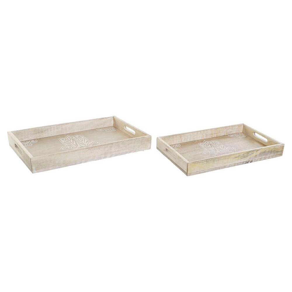 Padėklų rinkinys DKD Home Decor, mango mediena (43 x 27 x 8 cm) (39 x 22.5 x 5 cm) 2 vnt. цена и информация | Virtuvės įrankiai | pigu.lt