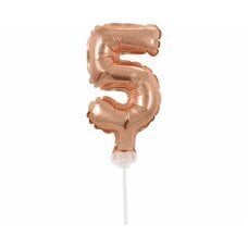 Folijinis balionas su lazdele Nr. 5, rožinio aukso, 13 cm kaina ir informacija | Balionai | pigu.lt