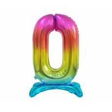 Folijinis balionas Beauty & Charm, vertikalus numeris 0, vaivorykštės spalvos, 74 cm kaina ir informacija | Balionai | pigu.lt