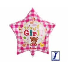 Helio balionas Ibrex Star It's A Girl Bear, rožinis, 38 cm цена и информация | Шарики | pigu.lt