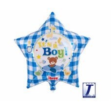 Гелиевый шар Ibrex, Star 15 &amp;quot;, It&amp;#39;s A Boy Bear, синий в клетку, в упаковке. цена и информация | Шарики | pigu.lt