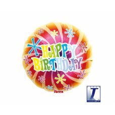 Helio balionas Ibrex Happy Birthday Swirl, įvairių spalvų, 35 cm kaina ir informacija | Balionai | pigu.lt