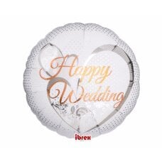 Helio balionas Ibrex Round Happy Wedding Lace Baltas, baltas, 35 cm kaina ir informacija | Balionai | pigu.lt