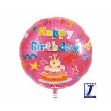 Helio balionas Ibrex Happy Birthday Cake, raudonas, 35 cm kaina ir informacija | Balionai | pigu.lt