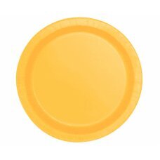 Popierinės lėkštės, geltonos, 23 cm, 8 vnt. (be plastiko) kaina ir informacija | Vienkartiniai indai šventėms | pigu.lt