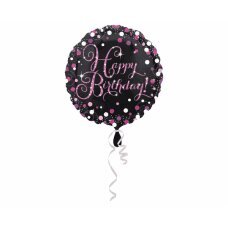 Standartinė Pink Celebration - HBD folijos balionas, apvalus, S55, supakuotas, 43 cm kaina ir informacija | Balionai | pigu.lt