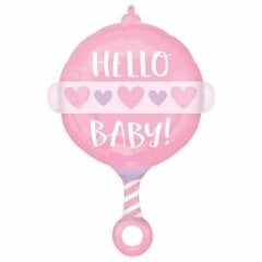 Воздушный шар из фольги CIR Hello Baby, розовый, 43 x 60 см, в упаковке цена и информация | Шарики | pigu.lt
