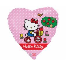 Воздушный шар из фольги 18 &amp;quot;FX Hello Kitty на велосипеде, в упаковке. цена и информация | Шарики | pigu.lt