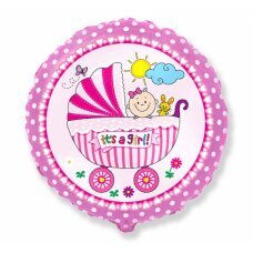 Foil Balloon 18 FX Girls vežimėlis, rožinis, supakuotas kaina ir informacija | Balionai | pigu.lt