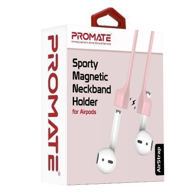 Promate AirStrap Silicone Neckband AirPods Pink kaina ir informacija | Ausinių aksesuarai | pigu.lt