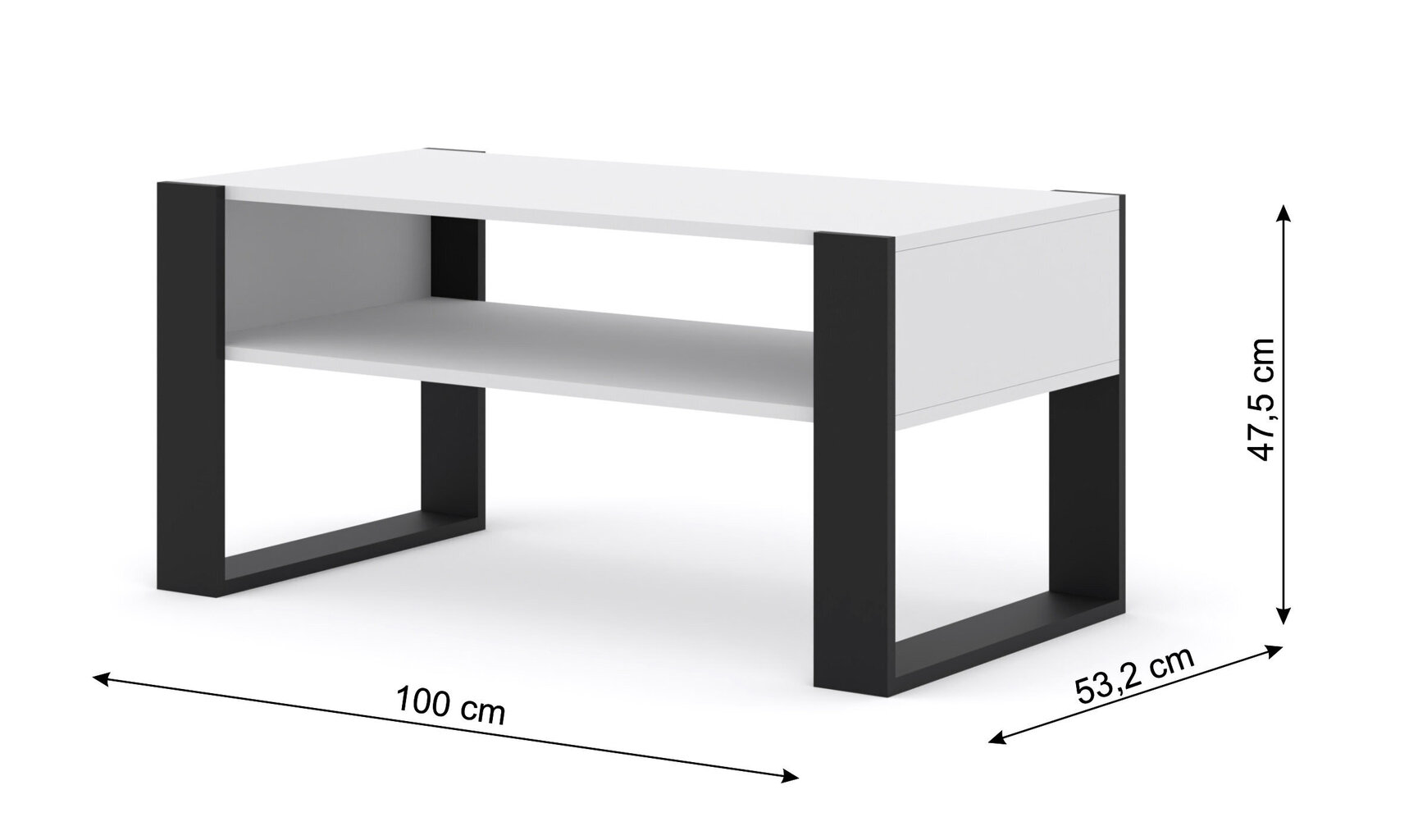 Kavos staliukas Mondi 100, baltas/juodas kaina ir informacija | Kavos staliukai | pigu.lt