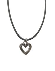 Ожерелье с серебряной подвеской в ​​форме сердца с плетеным черным кожаным шнуром и застежкой регулируемой длины цена и информация | Аксессуары для детей | pigu.lt