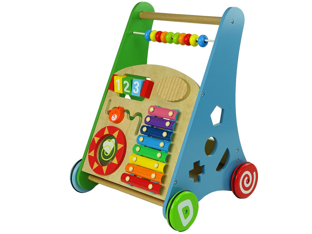 Spalvota medinė vaikštynė - stumdukas su figūrėlėmis kaina ir informacija | Žaislai kūdikiams | pigu.lt