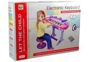 Vaikiškas pianinas su mikrofonu ir kėdute, rožinis kaina ir informacija | Lavinamieji žaislai | pigu.lt