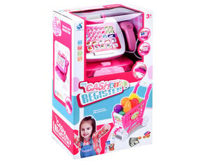Kasos aparatas su pirkinių vežimėliu ir kitais priedais, rožinis kaina ir informacija | Žaislai mergaitėms | pigu.lt