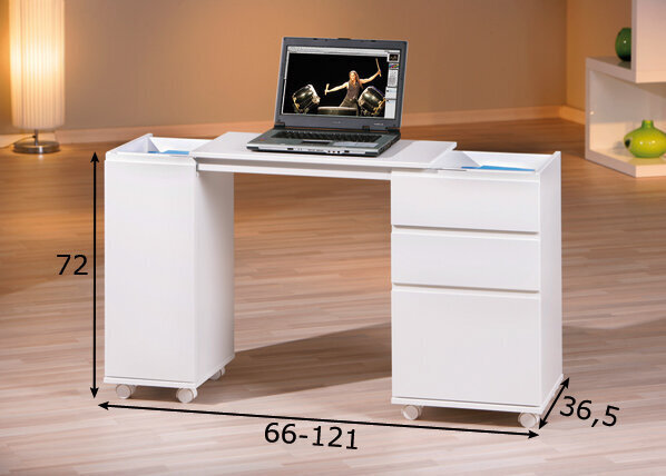 Transformuojamas kompiuterinis stalas - komoda Laptop Office, baltas kaina ir informacija | Kompiuteriniai, rašomieji stalai | pigu.lt