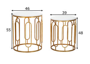 2-jų staliukų komplektas Glam 46, auksinės spalvos/baltas kaina ir informacija | Kavos staliukai | pigu.lt
