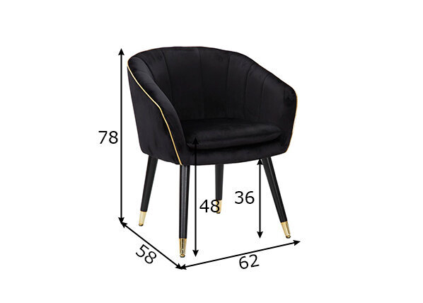 Fotelis A2A Glam, juoda/aukso kaina ir informacija | Svetainės foteliai | pigu.lt