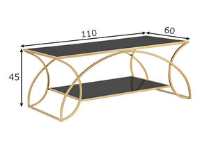 Кофейный столик Glam 110 с полкой, черного/золотого цвета цена и информация | Журнальные столы | pigu.lt