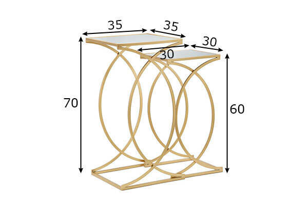 2-jų staliukų komplektas Glam 35, auksinės spalvos цена и информация | Kavos staliukai | pigu.lt