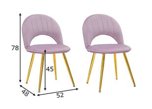 Комплект из 2 обеденных стульев Glam, розовый цвет цена и информация | Стулья для кухни и столовой | pigu.lt