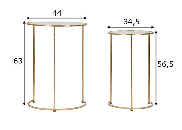 2-jų staliukų komplektas Glam 43, auksinės spalvos kaina ir informacija | Kavos staliukai | pigu.lt