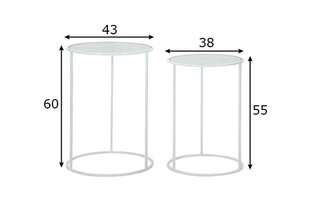2-jų staliukų komplektas Glam, baltas kaina ir informacija | Kavos staliukai | pigu.lt