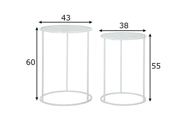 2-jų staliukų komplektas Glam, baltas цена и информация | Kavos staliukai | pigu.lt
