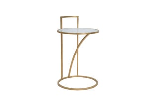 Šoninis staliukas Glam 61, baltas/auksinės spalvos kaina ir informacija | Kavos staliukai | pigu.lt