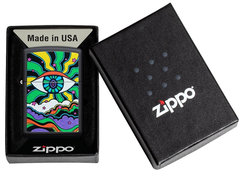 Žiebtuvėlis Zippo 49699 Black Light Eye Design kaina ir informacija | Žiebtuvėliai ir priedai | pigu.lt