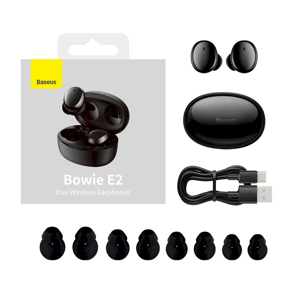 Baseus Bowie E2 TWS Black kaina ir informacija | Ausinės | pigu.lt