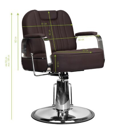 Profesionali barberio kėdė Gabbiano Rufo, ruda kaina ir informacija | Baldai grožio salonams | pigu.lt