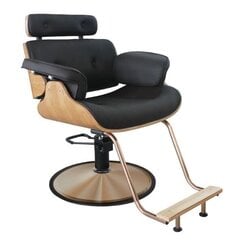 Профессиональное парикмахерское кресло с подставкой для ног и деревянными элементами GABBIANO FLORENCIJA, черного цвета цена и информация | Мебель для салонов красоты | pigu.lt