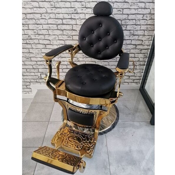 Profesionali barberio kėdė Gabbiano Giulio Gold, juoda kaina ir informacija | Baldai grožio salonams | pigu.lt