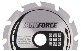 B-08224 TCT Пильный диск MAKFORCE 190X2X30мм 20 ° T12 Makita цена и информация | Механические инструменты | pigu.lt