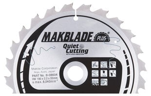 T.C.T. pjūklas Makblade Plus 190X2.2X20mm 5° T24 B-08604 Makita kaina ir informacija | Mechaniniai įrankiai | pigu.lt