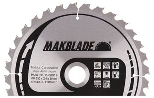 B-08919 TCT Пильный диск MAKBLADE 250X2.4X30mm 5 ° T32 Makita цена и информация | Механические инструменты | pigu.lt