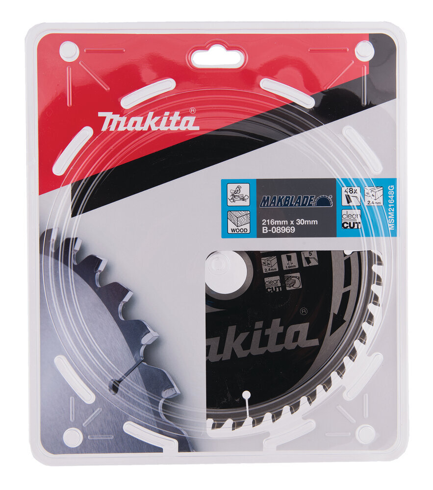 T.C.T. pjūklas Makblade 216X2.4X30mm 5° T48 B-08969 Makita kaina ir informacija | Mechaniniai įrankiai | pigu.lt