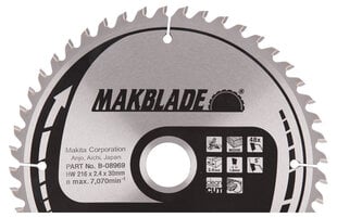 T.C.T. pjūklas Makblade 216X2.4X30mm 5° T48 B-08969 Makita kaina ir informacija | Mechaniniai įrankiai | pigu.lt