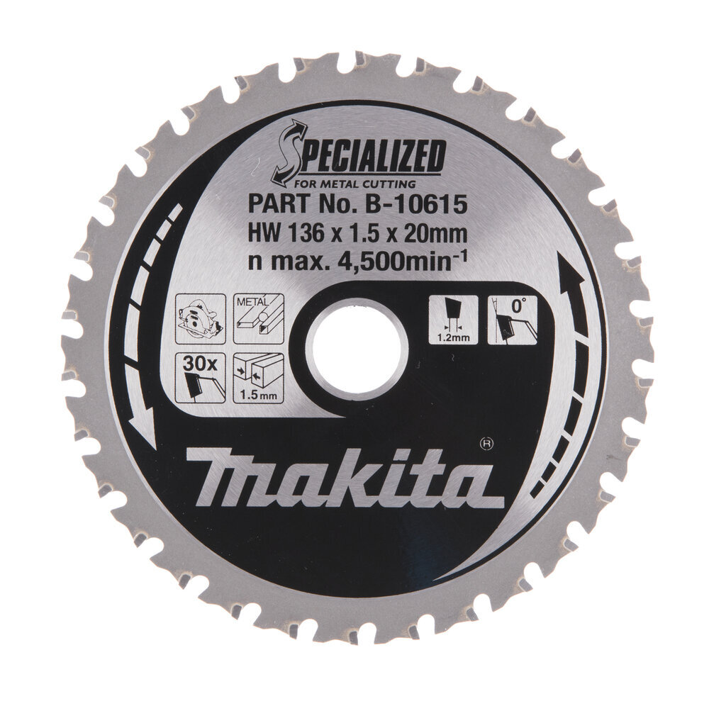 T.C.T. pjūklas Specialized 136X1.5X20mm 0° T30 B-10615 Makita kaina ir informacija | Mechaniniai įrankiai | pigu.lt