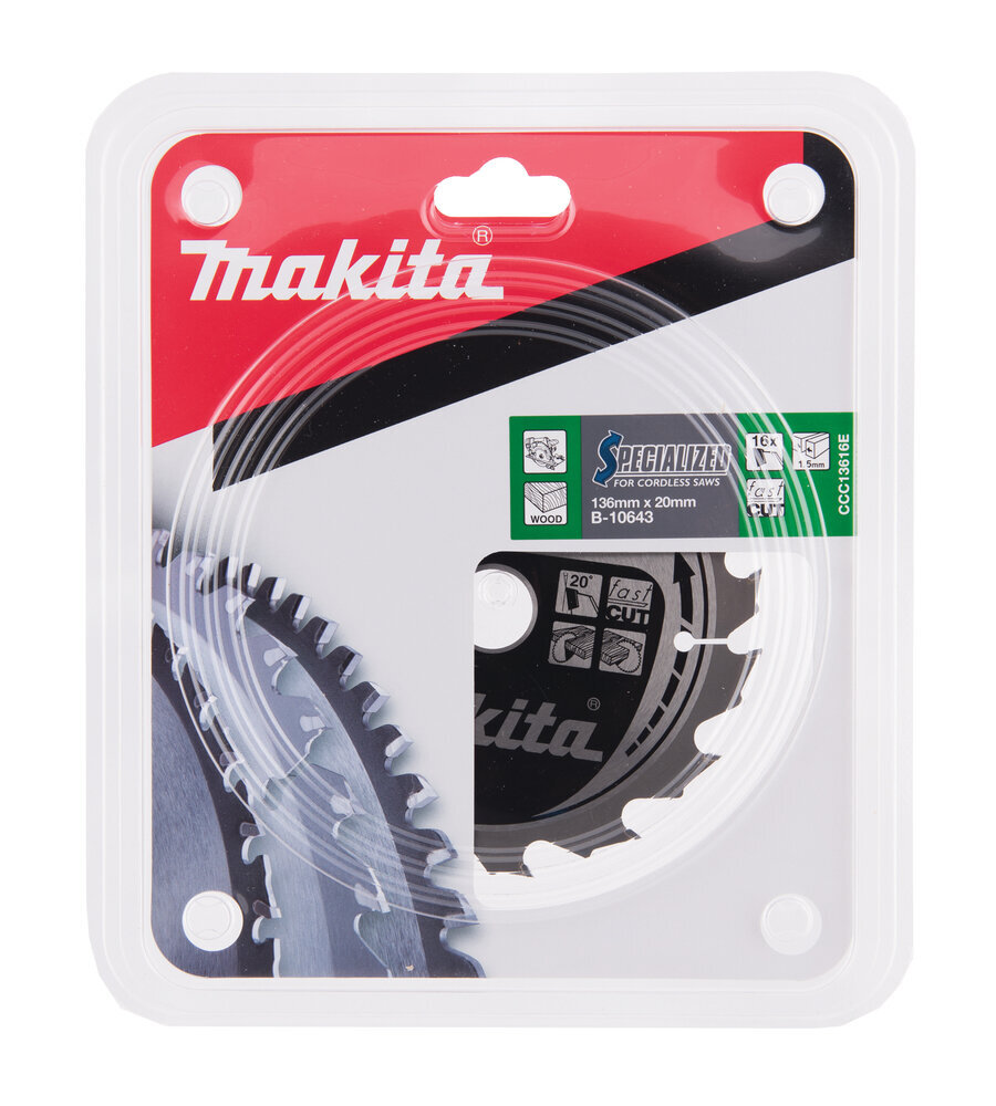 T.C.T. pjūklas Specialized 136X1.5X20mm 20° T16 B-10643 Makita цена и информация | Mechaniniai įrankiai | pigu.lt