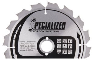 T.C.T. pjūklas Specialized 235X2.8X30mm 20° T16 B-13699 Makita kaina ir informacija | Mechaniniai įrankiai | pigu.lt