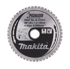 Пильный специализированный диск Makita B-21973 TCT 136х1.4х20 мм -15 ° T50  цена и информация | Механические инструменты | pigu.lt