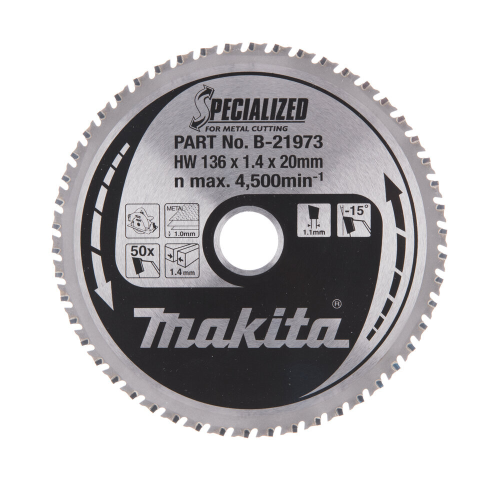 T.C.T. pjūklas Specialized 136X1.4X20mm -15° T50 B-21973 Makita цена и информация | Mechaniniai įrankiai | pigu.lt