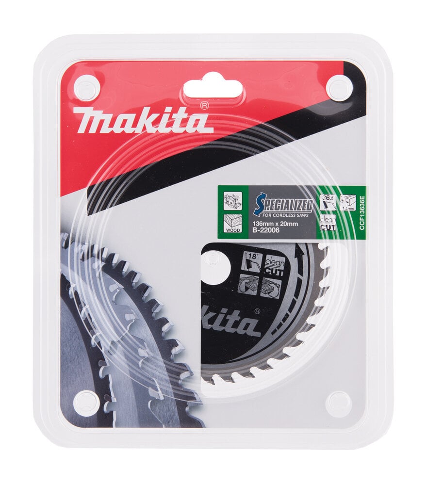 T.C.T. pjūklas Specialized 136X1.5X20mm 18° T36 B-22006 Makita kaina ir informacija | Mechaniniai įrankiai | pigu.lt