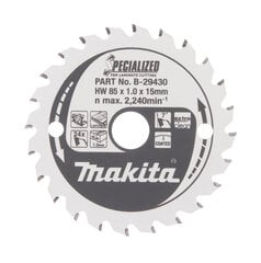 Пильный специализированный диск Makita B-29430 TCT, 85х1х15 мм, 7° T24  цена и информация | Механические инструменты | pigu.lt