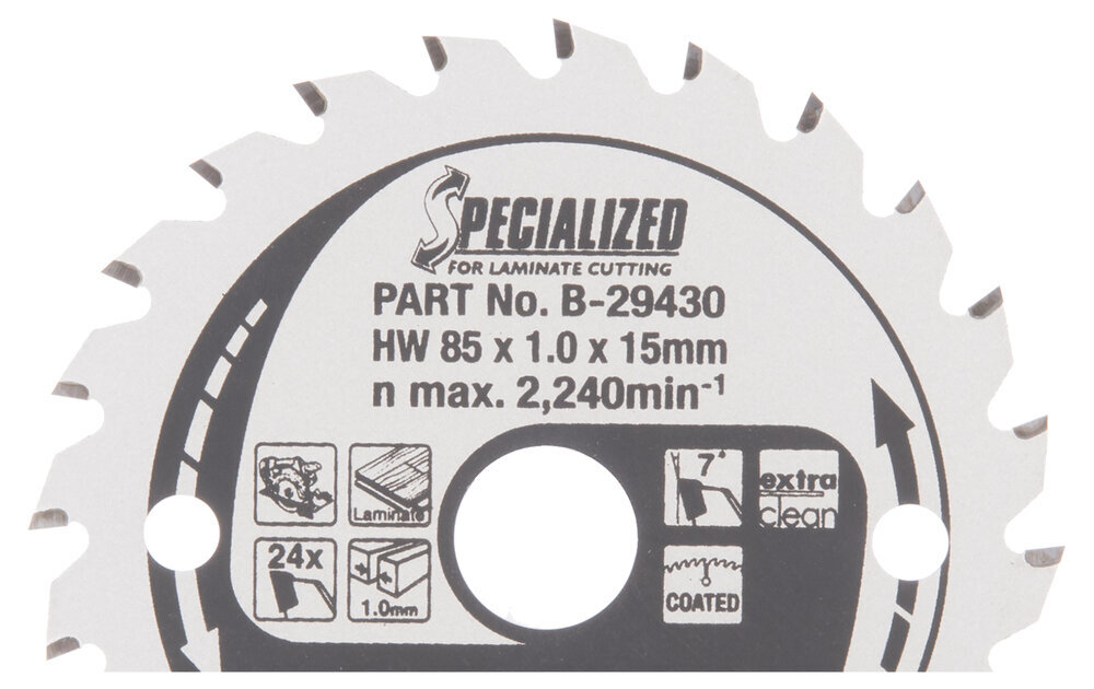 T.C.T. pjūklas Specialized 85X1X15mm 7° T24 B-29430 Makita цена и информация | Mechaniniai įrankiai | pigu.lt