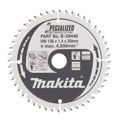  Пильный специализированный диск Makita B-29446 TCT, 136х1.4х20 мм, 10° T48 цена и информация | Механические инструменты | pigu.lt